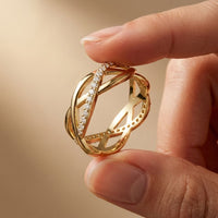 0.40CTW Round Cut Infinity Twist Lab Grown Diamond Band For Women Gold