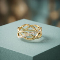 0.40CTW Round Cut Infinity Twist Lab Grown Diamond Band For Women Gold