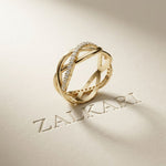 0.40CTW Round Cut Infinity Twist Lab Grown Diamond Band For Women Gold