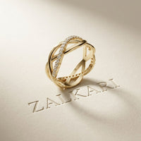 0.40CTW Round Cut Infinity Twist Lab Grown Diamond Band For Women Gold