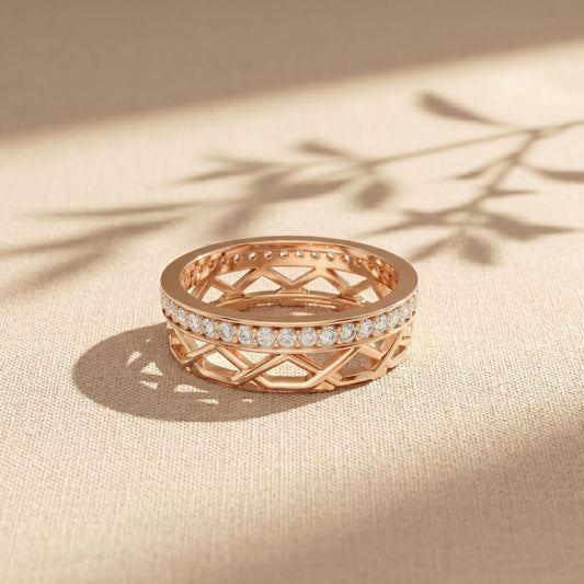 0.40CTW Round Cut Full Eternity Lab Grown Diamond Band Ring For Women Rose Gold