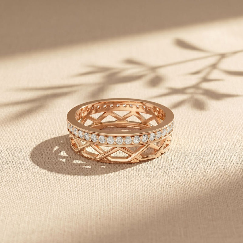 0.40CTW Round Cut Full Eternity Lab Grown Diamond Band Ring For Women Rose Gold