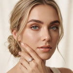0.60CTW Round Cut Halo Cluster Lab Grown Diamond Ring For Women Rose Gold