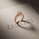 0.60CTW Round Cut Halo Cluster Lab Grown Diamond Ring For Women Rose Gold