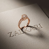 0.60CTW Round Cut Halo Cluster Lab Grown Diamond Ring For Women Rose Gold