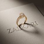 0.60CTW Round Cut Halo Cluster Lab Grown Diamond Ring For Women Gold