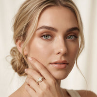 0.60CTW Round Cut Halo Cluster Lab Grown Diamond Ring For Women Gold