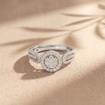 0.60CTW Round Cut Halo Cluster Lab Grown Diamond Ring For Women White