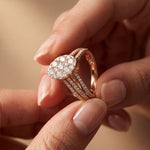 0.95CTW Round Cut Oval Cluster Lab Grown Diamond Ring For Women Rose Gold