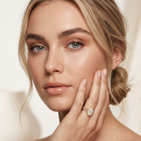 0.95CTW Round Cut Oval Cluster Lab Grown Diamond Ring For Women Gold