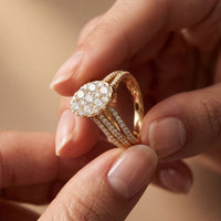 0.95CTW Round Cut Oval Cluster Lab Grown Diamond Ring For Women Gold