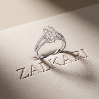 0.95CTW Round Cut Oval Cluster Lab Grown Diamond Ring For Women White