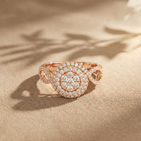 0.65CTW Round Cut Double Halo Lab Grown Diamond Ring For Women Rose Gold