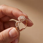 0.65CTW Round Cut Double Halo Lab Grown Diamond Ring For Women Rose Gold