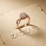 0.65CTW Round Cut Double Halo Lab Grown Diamond Ring For Women Rose Gold