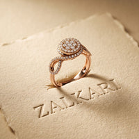 0.65CTW Round Cut Double Halo Lab Grown Diamond Ring For Women Rose Gold