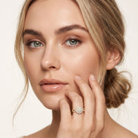 0.65CTW Round Cut Double Halo Lab Grown Diamond Ring For Women Gold