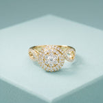 0.65CTW Round Cut Double Halo Lab Grown Diamond Ring For Women Gold