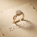 0.65CTW Round Cut Double Halo Lab Grown Diamond Ring For Women Gold