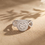 0.65CTW Round Cut Double Halo Lab Grown Diamond Ring For Women White