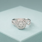 0.65CTW Round Cut Double Halo Lab Grown Diamond Ring For Women White