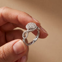 0.65CTW Round Cut Double Halo Lab Grown Diamond Ring For Women White