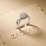 0.65CTW Round Cut Double Halo Lab Grown Diamond Ring For Women White