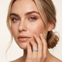 0.65CTW Round Cut Double Halo Lab Grown Diamond Ring For Women White