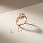 0.85CTW Round Cut Lab Grown Diamond Oval Halo Cluster Engagement Ring for Women Rose Gold