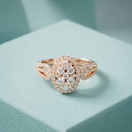 0.85CTW Round Cut Lab Grown Diamond Oval Halo Cluster Engagement Ring for Women Rose Gold