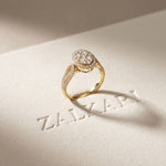 0.85CTW Round Cut Lab Grown Diamond Oval Halo Cluster Engagement Ring for Women Gold
