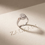 0.85CTW Round Cut Lab Grown Diamond Oval Halo Cluster Engagement Ring for Women White