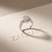 0.85CTW Round Cut Lab Grown Diamond Oval Halo Cluster Engagement Ring for Women White