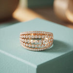 0.85CTW Round Cut Lab Grown Diamond Multi-Row Fashion Band for Women Rose Gold