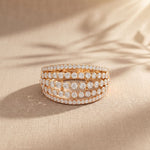 0.85CTW Round Cut Lab Grown Diamond Multi-Row Fashion Band for Women Rose Gold