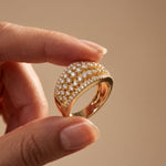 0.85CTW Round Cut Lab Grown Diamond Multi-Row Fashion Band for Women Gold