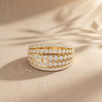 0.85CTW Round Cut Lab Grown Diamond Multi-Row Fashion Band for Women Gold