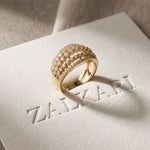 0.85CTW Round Cut Lab Grown Diamond Multi-Row Fashion Band for Women Gold