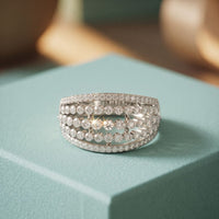 0.85CTW Round Cut Lab Grown Diamond Multi-Row Fashion Band for Women White