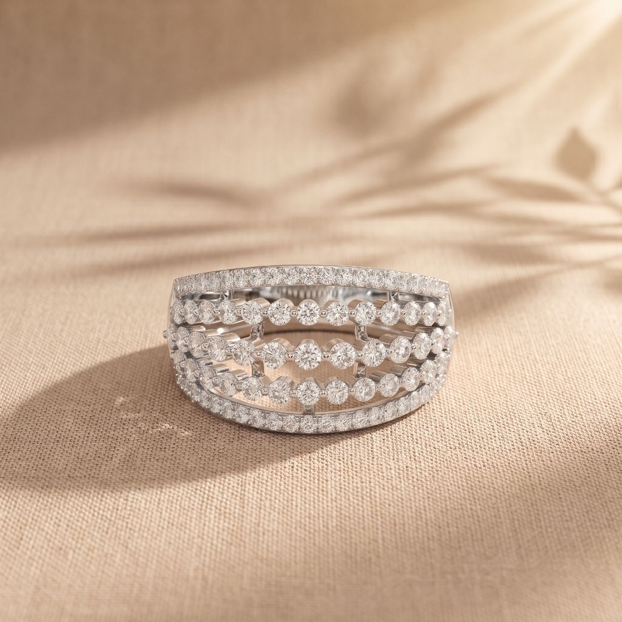 0.85CTW Round Cut Lab Grown Diamond Multi-Row Fashion Band for Women White