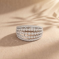 0.85CTW Round Cut Lab Grown Diamond Multi-Row Fashion Band for Women White