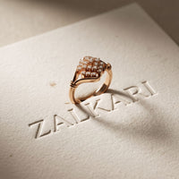 0.35CTW Round Cut Lab Grown Diamond Square Cluster Engagement Ring for Women Rose Gold