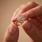 0.35CTW Round Cut Lab Grown Diamond Square Cluster Engagement Ring for Women Rose Gold