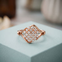 0.35CTW Round Cut Lab Grown Diamond Square Cluster Engagement Ring for Women Rose Gold