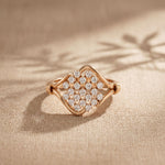 0.35CTW Round Cut Lab Grown Diamond Square Cluster Engagement Ring for Women Rose Gold