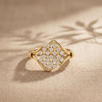0.35CTW Round Cut Lab Grown Diamond Square Cluster Engagement Ring for Women Gold