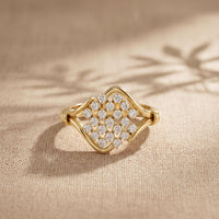 0.35CTW Round Cut Lab Grown Diamond Square Cluster Engagement Ring for Women Gold