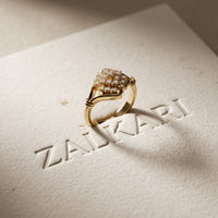 0.35CTW Round Cut Lab Grown Diamond Square Cluster Engagement Ring for Women Gold