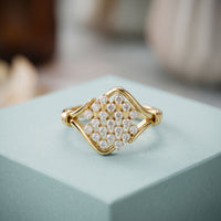 0.35CTW Round Cut Lab Grown Diamond Square Cluster Engagement Ring for Women Gold