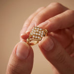 0.35CTW Round Cut Lab Grown Diamond Square Cluster Engagement Ring for Women Gold